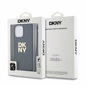 DKNY Dėklas telefonui su dirželiu ir logotipu iPhone 15 Pro Max - juodas