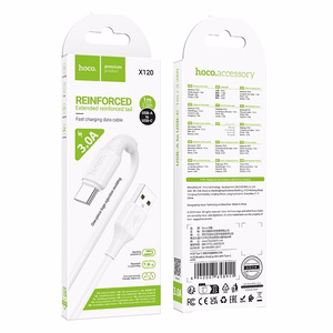 Kabelis USB A į USB C Hoco 3A 1 m X120 baltas