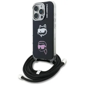 Karl Lagerfeld IML Crossbody Karl&Choupette Head Case for iPhone 16 Pro Max - Black