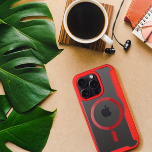 SMART MAG knygos tipo dėklas, suderinamas su MagSafe, skirtas IPHONE 16 Pro Max, raudonas