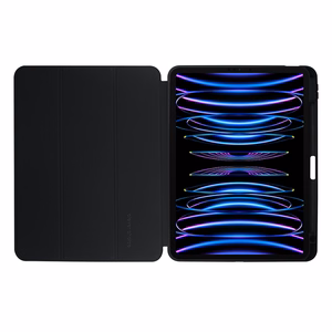 Crong PrimeFolio atverčiamas dėklas, skirtas iPad Air 11" (2026–2024) / iPad Air 10.9" (5-osios / 4-osios kartos) / iPad Pro 11" (2022–2021), su Apple Pencil laikikliu, juodas ir skaidrus