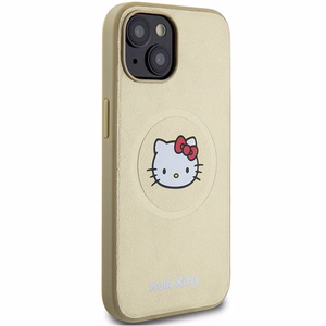 Hello Kitty odinis Kitty Head magnetinis dėklas telefonui iPhone 15 - auksinis