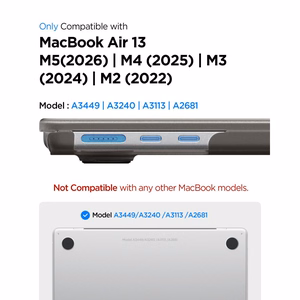 Spigen AirSkin dėklas, skirtas MacBook Air 13" 2023 / 2024 / 2025 / 2026 – pusiau skaidrus