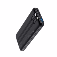 Išorinė baterija Choetech B654 10000mAh 22,5W USB-A / USB-C / micro USB su integruotu USB-C / Lightning laidu (juoda)