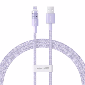 Baseus Gem USB-A į Lightning 2.4A greito įkrovimo laidas 1 m, violetinis