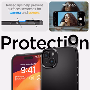 Spigen Thin Fit dėklas telefonui iPhone 15 - juodas