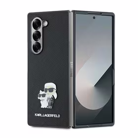 Karl Lagerfeld Saffiano metalinio ženklo dėklas telefonui Samsung Galaxy Z Fold 6 - juoda