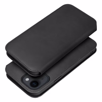 DUAL POCKET knygos tipo dėklas telefonui IPHONE 15 Plus juodas