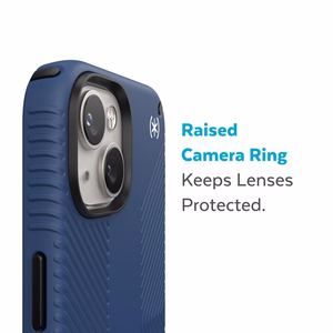 Speck Presidio2 Grip MagSafe case for iPhone 14 Plus, with non-slip grip, Coastal Blue / Black / White