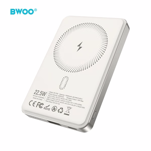 BWOO P82 10000mAh 15W išorinė baterija belaidis krovimas šviesiai pilka