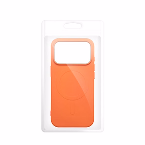 Silikoninis „Mag Cover“ dėklas, skirtas „iPhone 17 Pro / 18 Pro“, suderinamas su „MagSafe“, su didele kameros išpjova – oranžinis