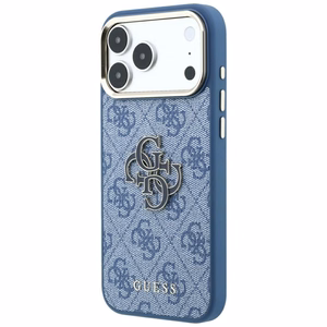 Guess 4G & Big Resin Logo dėklas, skirtas iPhone 17 Pro Max / 18 Pro Max, šviesiai mėlynas