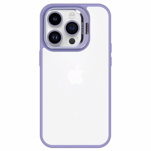 Tel Protect Dėklas telefonui su stovu + kameros stiklas Iphone 15 Pro šviesiai violetinė