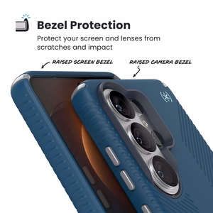 Speck Presidio2 Grip Magnet MagSafe dėklas, skirtas Samsung Galaxy S26 Ultra (Deep Sea / Silver Metallic / Spell Blue)