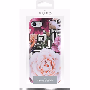 Puro Glam Geo Flowers Pink Peonies dėklas, skirtas iPhone SE (2020 / 2022) / 8 / 7 / 6s
