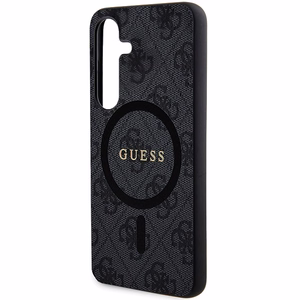 Guess 4G Collection Odinis Metalinis Logotipas Magnetinis dėklas telefonui Samsung Galaxy S24+ - juoda