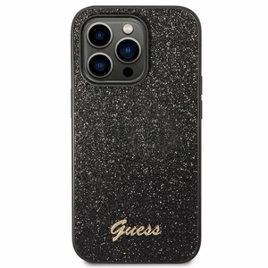 Guess Glitter Script dėklas telefonui iPhone 14 Pro - juodas