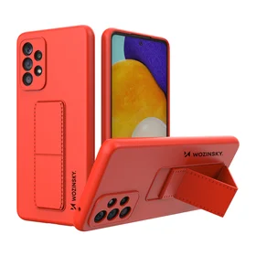 Wozinsky Kickstand Case silikoninis dėklas su stovu Samsung Galaxy A73 raudonas