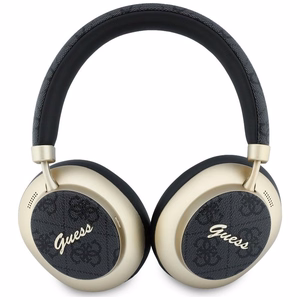 Belaidės ausinės Guess ENC 4G Gold Script Metal, juodos