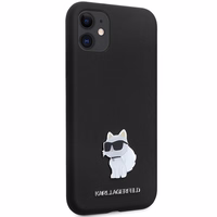 Karl Lagerfeld KLHCN61SMHCNPK dėklas telefonui iPhone 11 / Xr - juodas silikoninis C metalinis kaištis