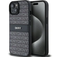 DKNY Odinis mono juosta ir metalinis logotipas dėklas telefonui iPhone 15/14/13 - juodas