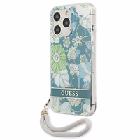Guess GUHCP13LHFLSN iPhone 13 Pro / 13 6.1" žalias/žalias kietas dėklas Gėlių Dirželis