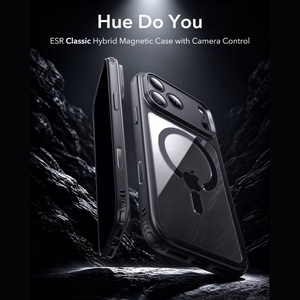 ESR Classic Hybrid MagSafe dėklas, skirtas iPhone 18 Pro / 17 Pro – skaidrus juodas