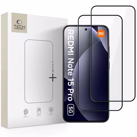 "Tech-Protect Glass Fit+" 2 vnt. grūdinto stiklo, skirtas "Xiaomi Redmi Note 15 Pro 5G" - Juodas