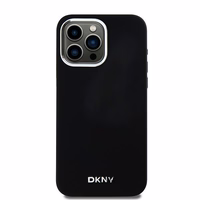 DKNY DKHMP15XSMCHLK iPhone 15 Pro Max6.7" juodas dėklas Liquid Silicone Small Metal Logo MagSafe