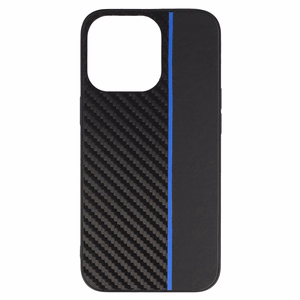 Tel Protect CARBON dėklas telefonui Iphone 13 Pro Max juodas su mėlyna juostele