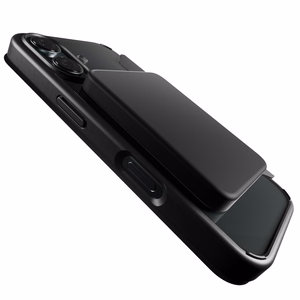 Puro Book Mag magnetinis odinis dėklas su atvartu ir kortelių skyriumi iPhone 16 - juodas