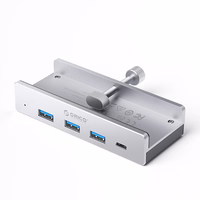 "Orico MH4PC" šakotuvas su USB-C / 3x USB-A 3.0 + 1x USB-C 3.0 - sidabrinės spalvos