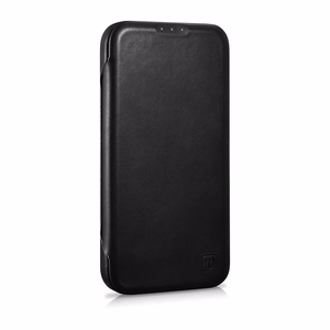 iCarer CE Oil Wax Premium odinis folio dėklas iPhone 14 Plus Magnetinis atverčiamas dėklas su MagSafe Juodas (AKI14220707-BK)