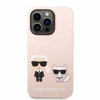 Karl Lagerfeld KLHMP14XSSKCI iPhone 14 Pro Max 6.7" kietas dėklas šviesiai rožinis/šviesiai rožinis Silikoninis Karl & Choupette Magnetinis