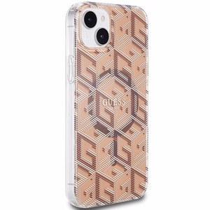 Guess IML GCube MagSafe dėklas telefonui iPhone 15 / 14 / 13 - rudas