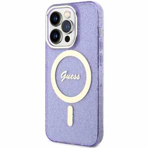 Guess GUHMP14LHCMCGU iPhone 14 Pro 6.1" violetinis/violetinis kietas dėklas Blizgučiai Auksas MagSafe
