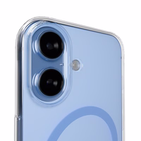 Puro Lite Mag TPU+PC dėklas suderinamas su MagSafe iPhone 17 - skaidrus su mėlynu žiedu