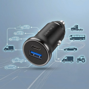 Blavec Automobilinis įkroviklis BS-01B-C Road - USB + Type C - QC 3.0 18W PD 20W su Type C to Type C cable (CCBS01BCR-UCB) juodas