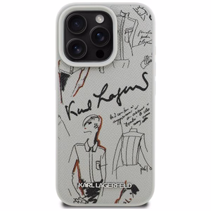 Чехол Karl Lagerfeld Grained Pattern & Logo MagSafe для iPhone 16 Pro серый