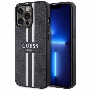 Guess GUHMP13XP4RPSK iPhone 13 Pro Max 6.7" juodas/juodas kietas dėklas 4G Printed Stripes MagSafe