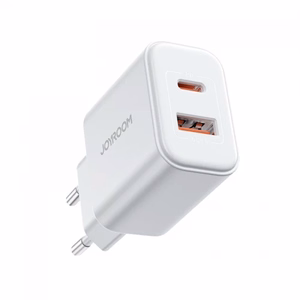 Įkroviklis Joyroom JR-TCF05 baltas 20W (1xPD 1xQC3.0) + Type-C / Lightning 100cm laidas