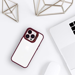 Dėklas telefonui Tel Protect Kickstand su kamera stiklu (objektyvu) Iphone 12 Pro bordo