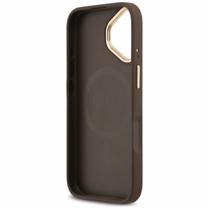 Guess 4G Strass Logo & Big Strap Metal Buttons MagSafe case for iPhone 17 brown