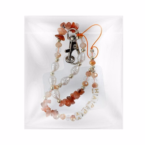 HAPPY telefono dirželis, pakabukas / virvelės ilgis 44 cm (22 cm kilpoje) / ant rankos – oranžinis