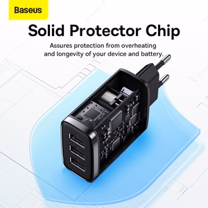 Baseus įkroviklis Compact 3 x USB juodas 17w
