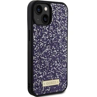 Guess Rhinestone Metal Logo dėklas telefonui iPhone 15 - rožinė