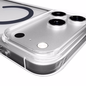 Puro Lite Mag TPU+PC dėklas telefonui suderinamas su MagSafe iPhone 17 Pro Max - skaidrus su mėlynu žiedu