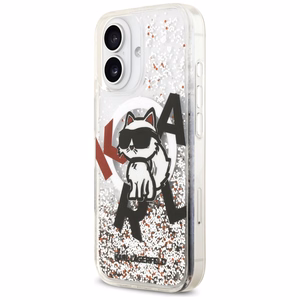 Karl Lagerfeld Skystas Blizgučiai Choupette Logo Magnetinis Dėklas telefonui iPhone 17 - Skaidrus