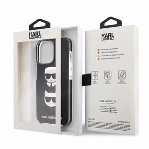 Dėklas telefonui Karl Lagerfeld Karl&Choupette Head Case iPhone 13 Pro / iPhone 13 - juodas