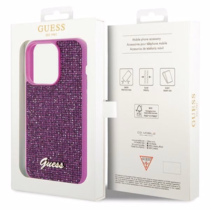 Guess Disko Metalinis Užrašas dėklas telefonui iPhone 15 Pro - rožinis